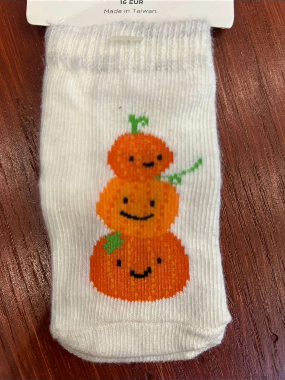 Gymboree White Baby Socks with Orange Pumpkin Stack
